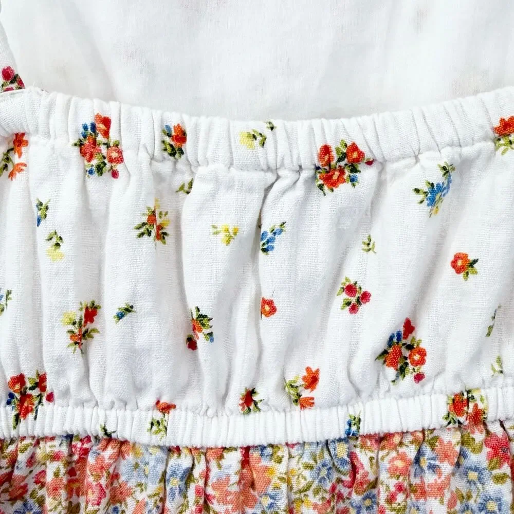 American Eagle Floral Linen Blend High Neck Mini Dress Women’s M Cottagecore